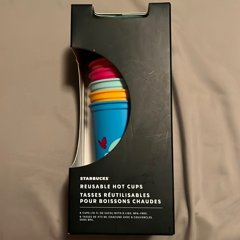 NWT STARBUCKS SPRING REUSABLE CUPS W/ LIDS